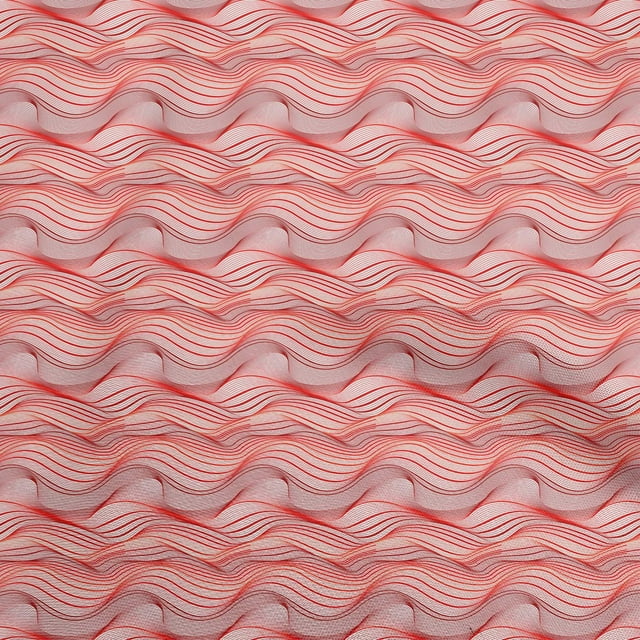 oneOone Cotton Poplin Red Fabric Abstract Stripe Sewing Material Print Fabric By The Yard 42 Inch Wide