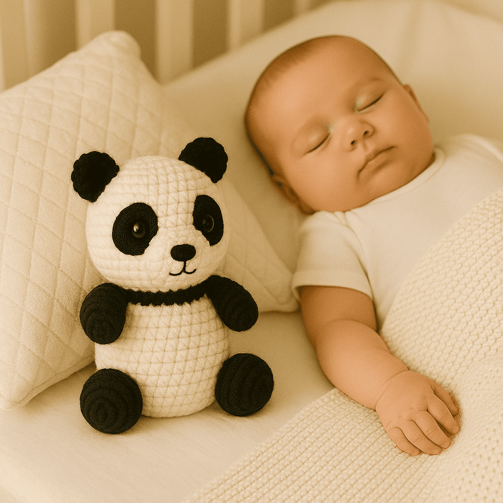 Panda Bear Crochet Toy , 100% Handmade Woolen First baby Gift Toy, Unique Amigurumi Gift