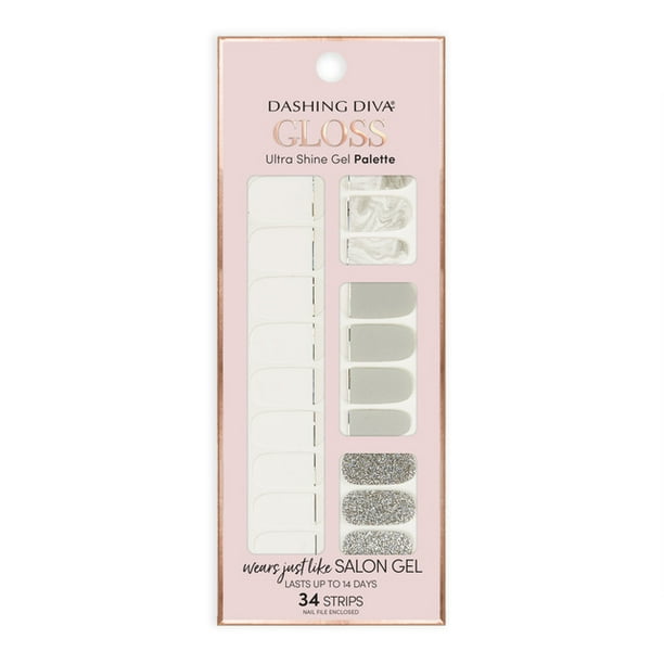 Dashing Diva Gloss Gel Nail Polish Strips (White), Hit Mute, 34 Strips