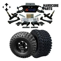 Hardcore Parts 6” Heavy Duty Double A-Arm Suspension Lift Kit for Club Car DS Golf Cart (2004.5-Up) with 10" Black 'BULLDOG' Wheels and 22"x11"-10" DOT rated All-Terrain tires