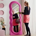 thumbnail image 3 of VLUSH Wavy Full Length Mirror, Freestanding Floor Mirror with Stand, 63"x24" Wall Mounted Mirror for Bedroom (Pink), 3 of 8