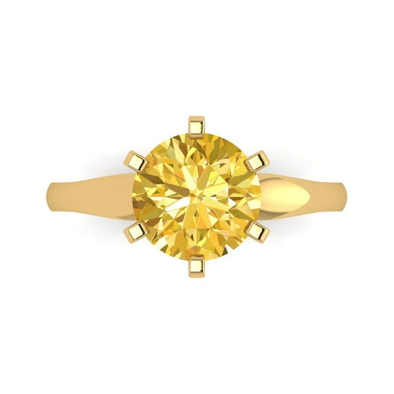 Solitaire Engagement Ring for Women - 2.5ct Simulated Yellow Diamond in 14K Yellow Gold Promise Ring