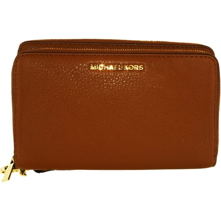 Michael Kors Women's Large Adele Double Zip Leather Wallet Wristlet - Luggage