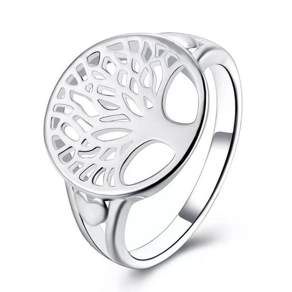 Tree of Life Ring Platinum Plated Copper Intricate Tree Design Ring for Nature Lovers Jewelry Ring Sizes 5 to 9