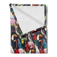 thumbnail image 2 of Animal Soft Flannel Fleece Blanket, Colorful Exotic Birds Cockatoo Flamingo Macaw Parrot Toucan Tropic Wildlife Artwork, Cozy Plush for Indoor and Outdoor Use, 60" x 80", Multicolor, by Ambesonne, 2 of 5