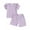 Purple, variant on Baby Girls 2 Piece Outfit Solid Color Ribbed Ruffle Short Sleeve T-Shirt and Elastic Shorts Set Summer Clothes
