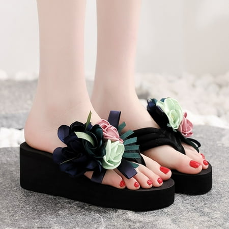 

Tangnade House Slippers for Women Flowers Beach Breathable Sandals Home Slipper Flip-Flops Wedges Shoes