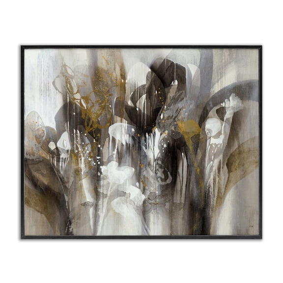 Stupell Industries Eclectic Abstract Cascading Shapes Modern Brown White Black Black Framed Giclee Art, 20 x 16, by K. Nari
