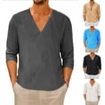 thumbnail image 3 of Mens Thin Long Sleeve V Neck Solid Color T Shirt Blouse Casual Loose Tops Tee, 3 of 6