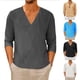 thumbnail image 3 of Mens Thin Long Sleeve V Neck Solid Color T Shirt Blouse Casual Loose Tops Tee, 3 of 6