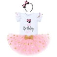 thumbnail image 2 of IBTOM CASTLE Toddler Girls 1st 2nd 3rd Birthday Outfit Princess Polka Dots Ruffle Tutu Skirt Mouse Headband Cake Smash Party Clothes Set 3 Years Pink, 2 of 8