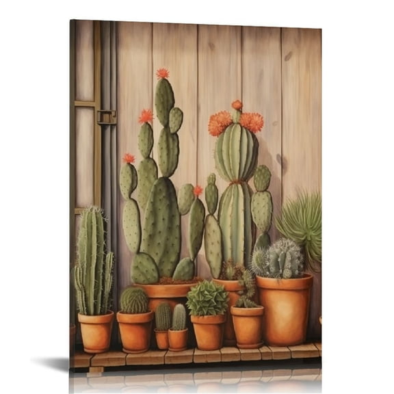 JRXY  Cactus Canvas Wall Art Desert Green Plant Pictures Succulent Painting Cacti Prints Boho Mexican Bathroom Wall Decor 16x20 inch 12x16 in