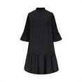 thumbnail image 5 of UPPADA Women's Summer Button Down Shirt Dress Casual Ruffle Sleeve Shift Mini Dresses with Pockets Drop Waist Tunic Shirt Dress Black,L, 5 of 6