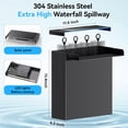 thumbnail image 3 of POPOSOAP 12-Inch 304 Stainless Steel Pond Waterfall Spillway Kit with LED Lights, 660GPH Pump and 9.8ft Tubing, Complete Waterfall Filter System, 3 of 9