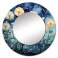 thumbnail image 2 of Designart "Blue Dandelion landscape Pointillism Dot II" Dandelion Round Mirror Wall Décor Traditional - Large White Round Mirror - Round Mirror 23" x 23" Inch, 2 of 5