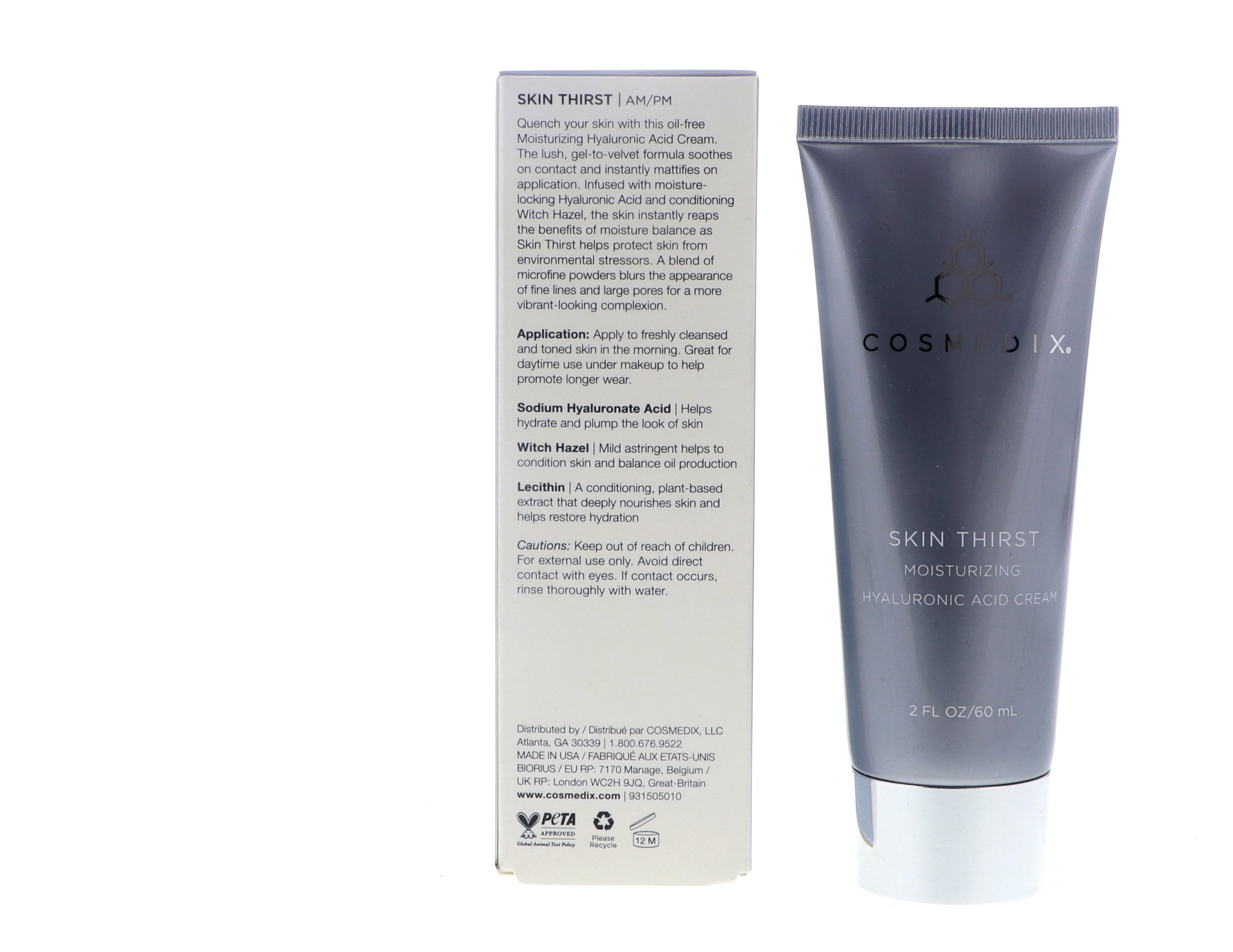 CosMedix Skin Thirst Moisturizing Hyaluronic Acid Cream, 2 oz
