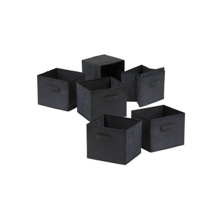 Winsome Wood Capri 6-PC Folding Fabric Baskets, Black