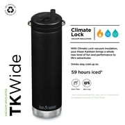 Klean Kanteen TKWide Insulated Water Bottle with Twist Cap - Stainless Steel Water Bottle - 20 Oz, Black