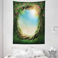 thumbnail image 1 of Tree Tapestry, Enchanted Forest in Spring Fresh Growth Foliage with Blossoms Fairytale Fantasy, Wall Hanging for Bedroom Living Room Dorm Decor, 60W X 80L Inches, Green Pink Cocoa, by Ambesonne, 1 of 2