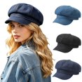 thumbnail image 3 of Womens Denim Newsboy Cap Cabbie Beret Hat with Visor Peaked Cap Casual Adjustable Denim Sun Hat for Ladies, 3 of 6