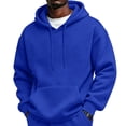 thumbnail image 2 of Dwellite Men's Oversized Hoodie Waffle Knit Sweatshirts Casual Hooded Pullover Athletic Hoodie with Pocket Royal Blue S, 2 of 8