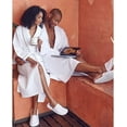 thumbnail image 5 of Lotus Linen Women’s Waffle Robe with Piping - Lightweight Cotton Spa Bathrobe, White Large, 5 of 6