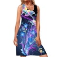 thumbnail image 2 of Usmixi Summer Dresses for Women Beach Fashion High Waist Pleated Swing Tunic Tank Mini Sun Dresses Sleeveless Round Neck Butterfly Print Short 2023 Casual Dress Blue xl Clearance Under $5, 2 of 6