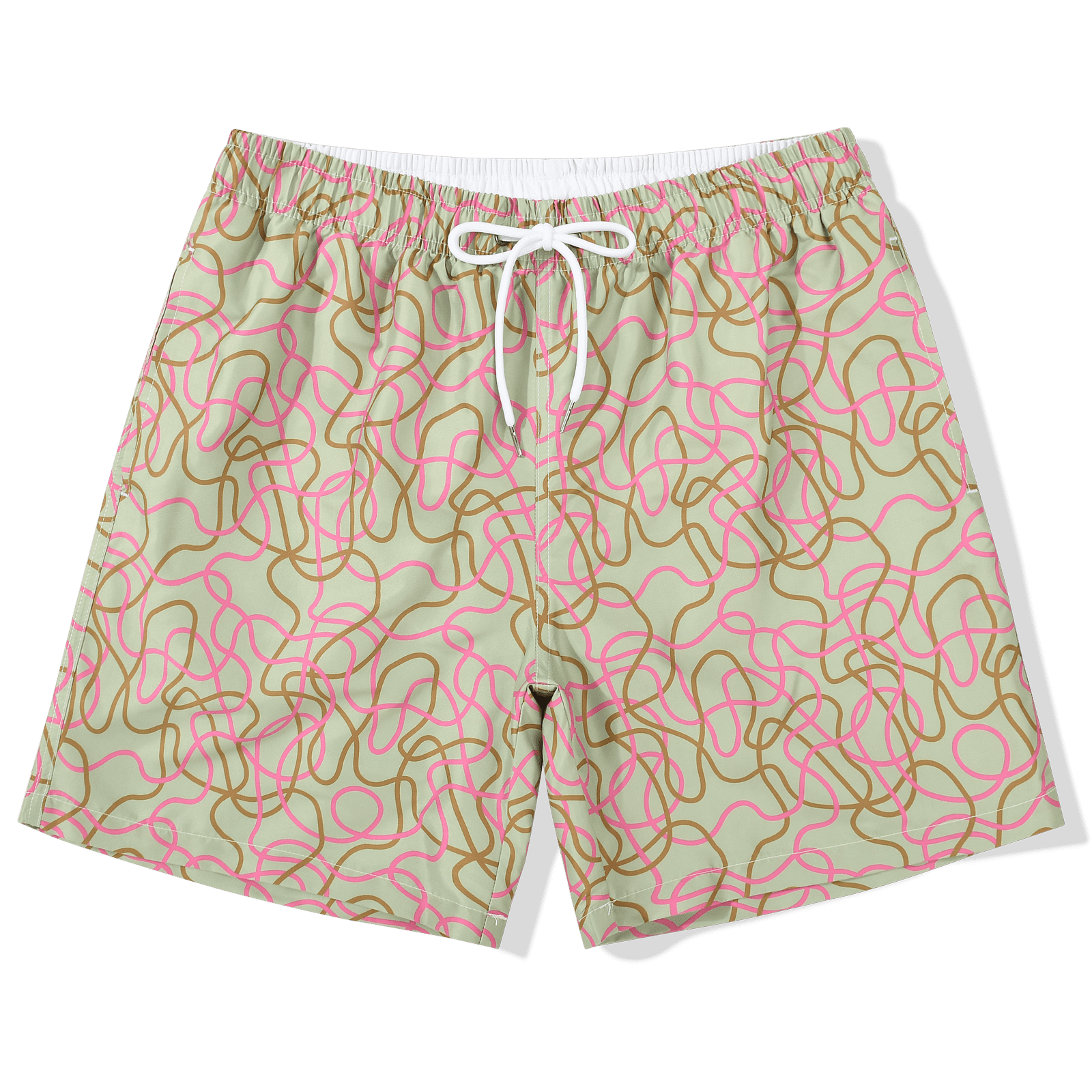 MADHERO 3 Pack Mens Swim Trunks with Mesh Lining Quick Dry Swim Shorts Bathing Suit Swimswear Navy Blue/ Green/ Beige Threadlet Size L