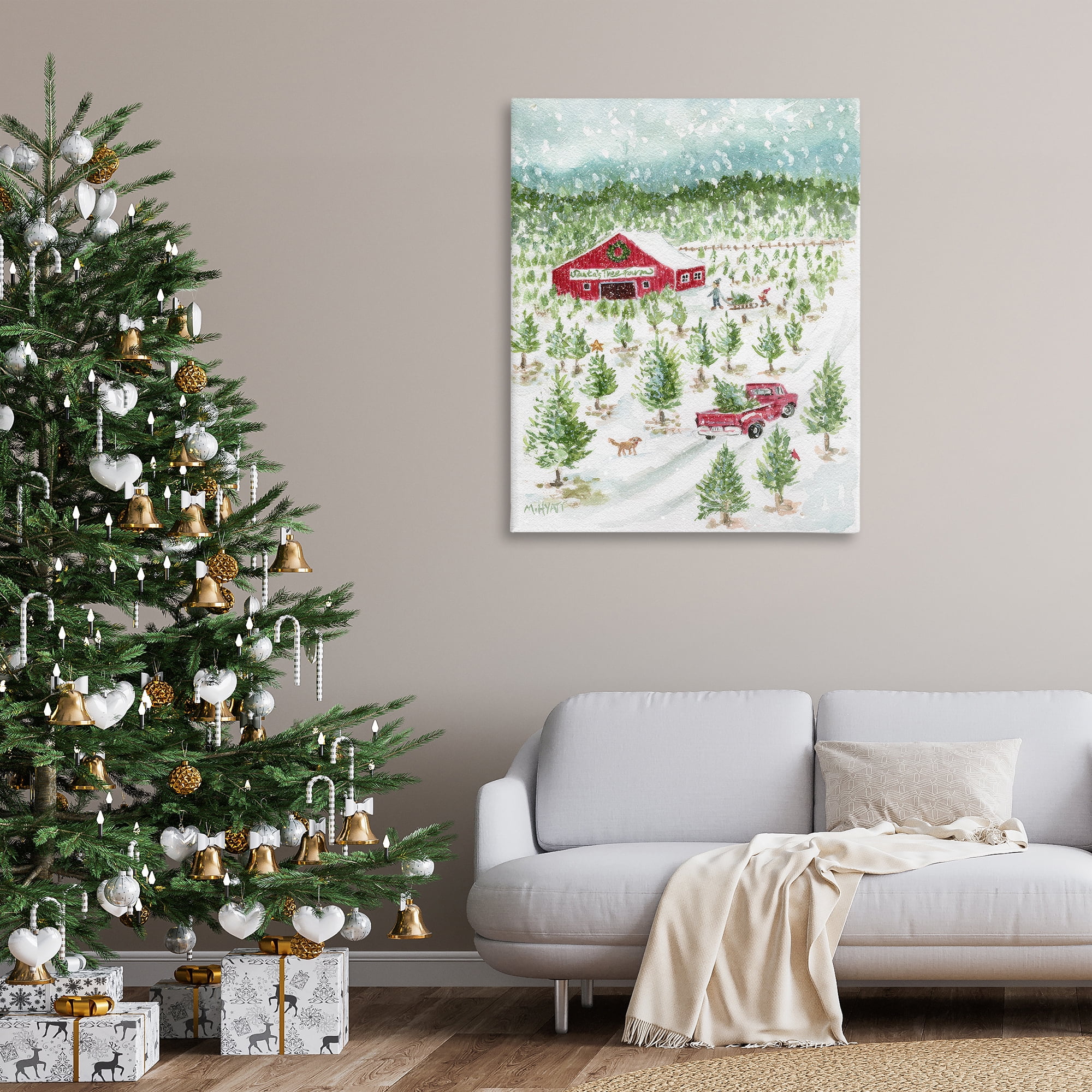 Stupell Industries Christmas Tree Farm Holiday Painting Gallery Wrapped Canvas Art Prints Wall Art, 36 x 48
