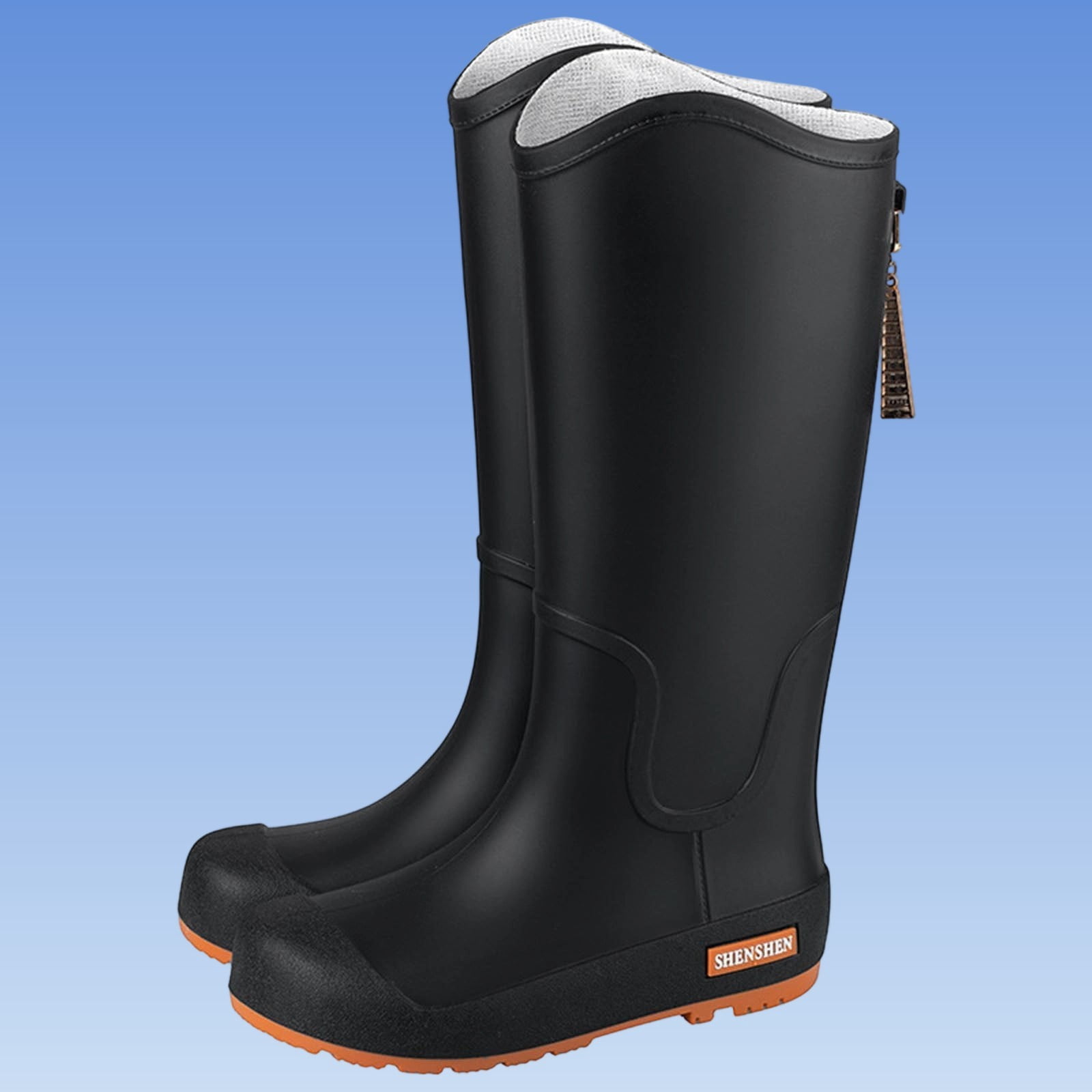 Black Womens Rain Boots High Top Waterproof Non Slip Comfortable Slip On Casual Outdoor Wear For Spring And Summer Lightweight Durable Size 37