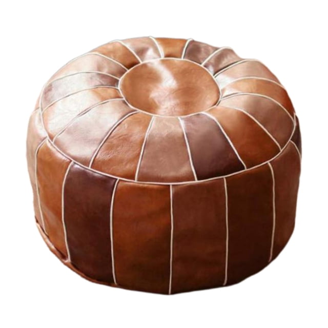 Puf marroquí de cuero PU Zulema Boho Cubierta otomana redondo 50x35cm