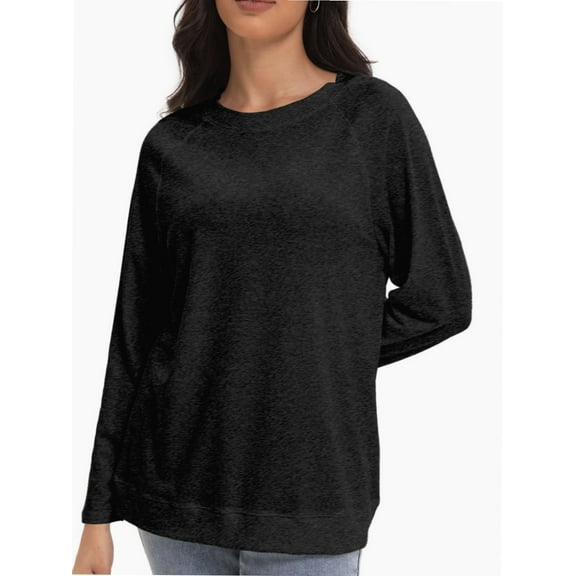Women's Long Sleeve Knitted Crew Neck T-shirt