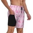 thumbnail image 2 of Sikiie Breast Cancer Awareness 1 Print Men's Double Layer Swimming Trunks, Adjustable Waistband and Pockets Sports Swimming Trunks, Beach Swimwear-Small, 2 of 6