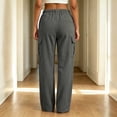 thumbnail image 6 of SeekIslan Womens Corduroy Cargo Pants Drawstring Waist Baggy Fit with Pockets for Casual Lounge Wear, 6 of 7