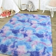 thumbnail image 3 of YJ.GWL Soft Shaggy Area Rug, Purple and Blue, 3" x 5", 3 of 7