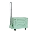 thumbnail image 2 of VECELO Large Foldable Utility Cart, Portable Rolling Crate Handcart with Adjustable Handle, Shopping Trolley Collapsible Tool Box with Lid & Wheels, Green, 2 of 7