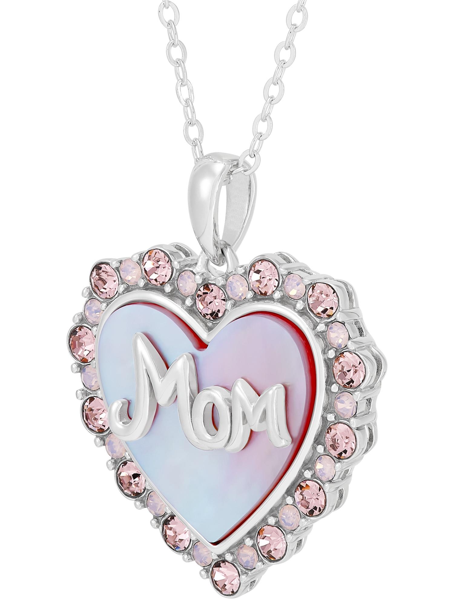 Brilliance Fine Jewelry Mother of Pearl Crystal Mom Heart Adjustable ...