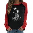 thumbnail image 1 of De Camiseta de manga larga con cuello redondo y estampado informal para mujer, 1 of 3