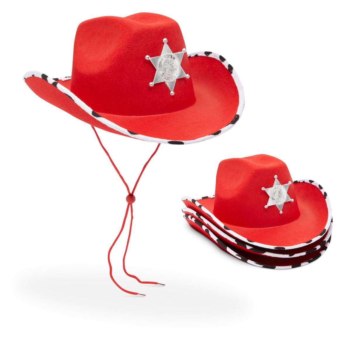 4 Pack Red Cow Print Cowboy Hat with 