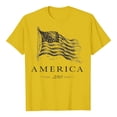 thumbnail image 4 of Wang6 Womens Short Sleeve Graphic Tees Casual America 250 Letter Printed Tshirts Summer Loose Fit Crew Neck Tops Yellow M, 4 of 6