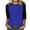 01-Blue, variant on GERsome Color Block Tops for Women Crew Neck Solid T-Shirts 3/4 Sleeve Casual Lightweight Pullover Tops S-2XL /XXL