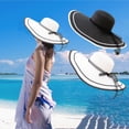thumbnail image 3 of FUZHIQ Women's Oversized Wide Brim Solid Color Floppy Sun Hat, Foldable UV Protection Beach Hat, Lightweight Packable Summer Hat for Vacation Pool Travel Outdoor,One Size, 3 of 6