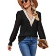 thumbnail image 5 of BadPiggies Women Lace Long Sleeve Blouses Casual V Neck Fall Tunic Tops Hollow Loose Shirts, 5 of 10