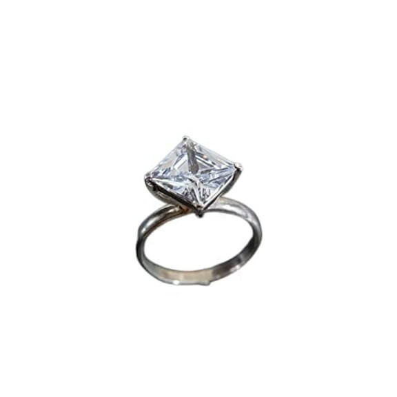 HeartsAndYou 1ct Engagement Ring for Women Princess Cut Moissanite 4 Prong Solitaire 18k White Gold Over Silver