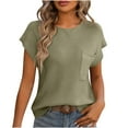 thumbnail image 2 of Fesfesfes Women Tees Women's Fashion Solid Round Neck Short Sleeves Casual T-Shirt Top Women Short Sleeve Tops M(US:6), 2 of 4