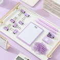 thumbnail image 2 of yeacher Pink Office Essentials Set: 7 Binder Clips, 50-Page Notebook, 2 Pens, Stapler, 400 Staples, 40 Paper Clips, 2 of 7
