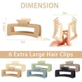 thumbnail image 3 of 4 PCS 5 Inch Extra Large Claw Clips for Women, Large Jumbo Claw clips for Thick Long Curly Hair, Oversized Matte Non-slip Rectangle, Durable Strong Hold Hair Clip, Non-slip Square Jaw Clips, 3 of 16