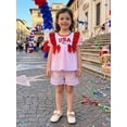 thumbnail image 5 of Loicainy Baby Toddler Girl 4th of July Outfits 6 12 18 24 Months 2T 3T 4T Short Sleeve Embroidery Ruffle Tops and Shorts Set Summer Clothes, 5 of 9
