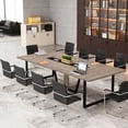 thumbnail image 3 of 8FT Large Conference Table For 10 People Industrial Rectangular Meeting Table With 2 Cable Grommets Sturdy MDF Metal Frame For Home Office Studio Business (Mocha Brown 2PC), 3 of 9