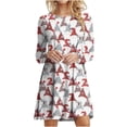 thumbnail image 2 of ESSSUT Hauts pour Femmes Liquidation Tendances Robe Décontractée à Manches Longues Col Rond Imprimé de Noël Longueur Genou Blanc TTG, 2 of 5